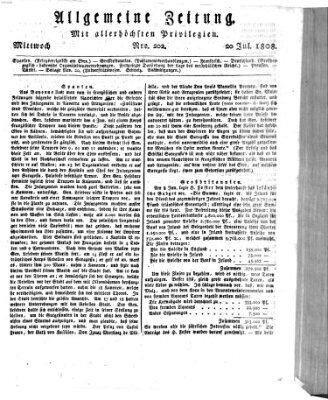 Allgemeine Zeitung Mittwoch 20. Juli 1808