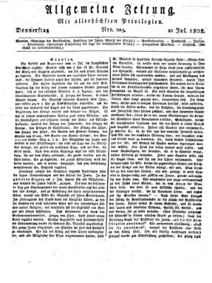 Allgemeine Zeitung Donnerstag 21. Juli 1808