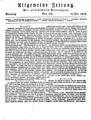 Allgemeine Zeitung Sonntag 24. Juli 1808