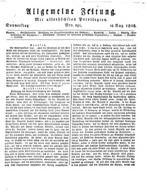 Allgemeine Zeitung Donnerstag 18. August 1808