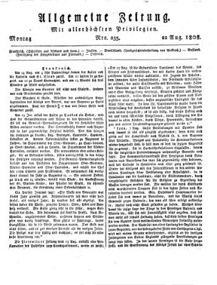 Allgemeine Zeitung Montag 22. August 1808