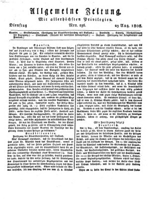 Allgemeine Zeitung Dienstag 23. August 1808