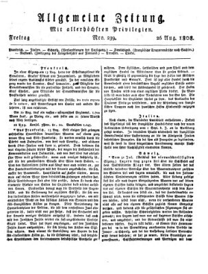 Allgemeine Zeitung Freitag 26. August 1808