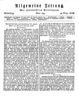 Allgemeine Zeitung Dienstag 30. August 1808