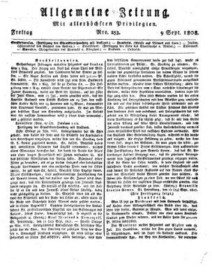 Allgemeine Zeitung Freitag 9. September 1808