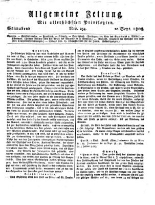 Allgemeine Zeitung Samstag 10. September 1808