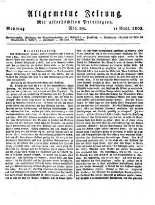 Allgemeine Zeitung Sonntag 11. September 1808