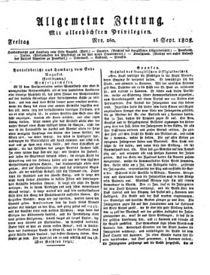 Allgemeine Zeitung Freitag 16. September 1808