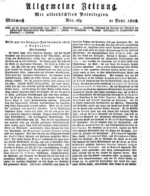 Allgemeine Zeitung Mittwoch 21. September 1808