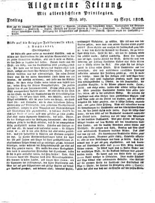 Allgemeine Zeitung Freitag 23. September 1808