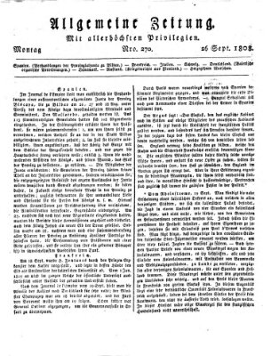 Allgemeine Zeitung Montag 26. September 1808