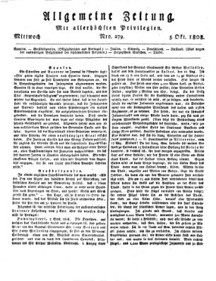 Allgemeine Zeitung Mittwoch 5. Oktober 1808