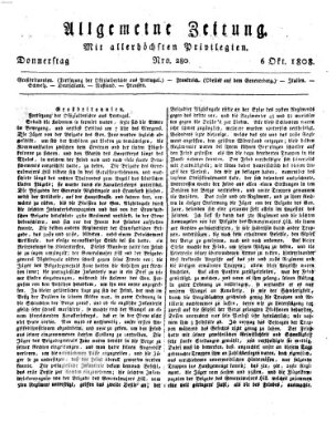 Allgemeine Zeitung Donnerstag 6. Oktober 1808