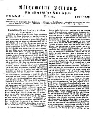 Allgemeine Zeitung Samstag 8. Oktober 1808