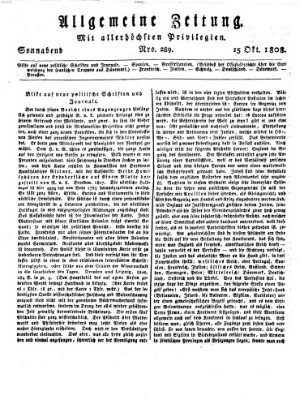 Allgemeine Zeitung Samstag 15. Oktober 1808