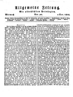 Allgemeine Zeitung Mittwoch 2. November 1808