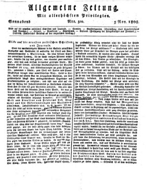 Allgemeine Zeitung Samstag 5. November 1808