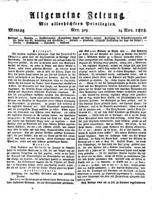 Allgemeine Zeitung Montag 14. November 1808