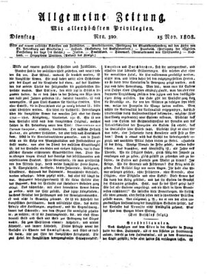 Allgemeine Zeitung Dienstag 15. November 1808