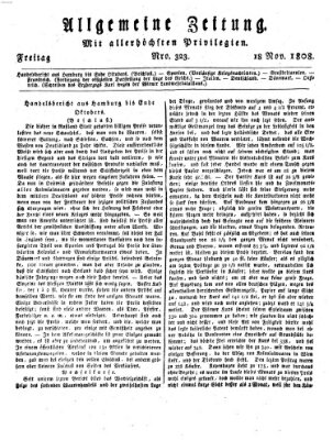 Allgemeine Zeitung Freitag 18. November 1808