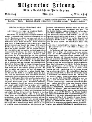 Allgemeine Zeitung Sonntag 27. November 1808