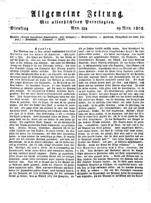 Allgemeine Zeitung Dienstag 29. November 1808