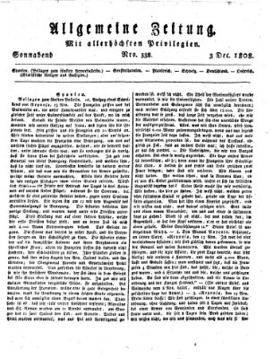 Allgemeine Zeitung Samstag 3. Dezember 1808