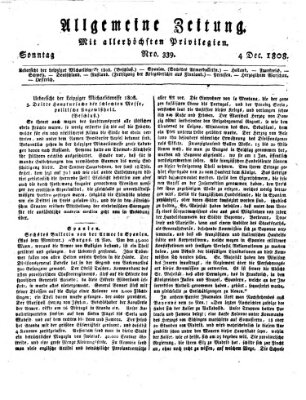 Allgemeine Zeitung Sonntag 4. Dezember 1808