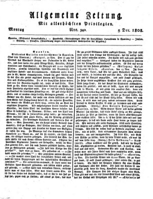 Allgemeine Zeitung Montag 5. Dezember 1808