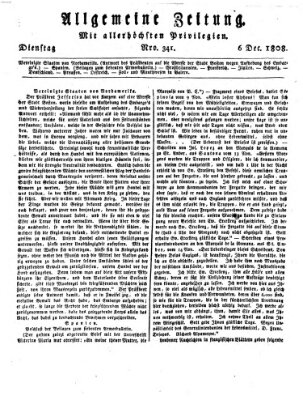 Allgemeine Zeitung Dienstag 6. Dezember 1808