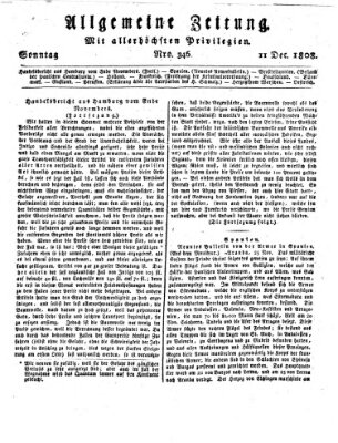 Allgemeine Zeitung Sonntag 11. Dezember 1808