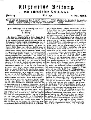 Allgemeine Zeitung Freitag 16. Dezember 1808