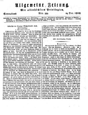 Allgemeine Zeitung Samstag 24. Dezember 1808