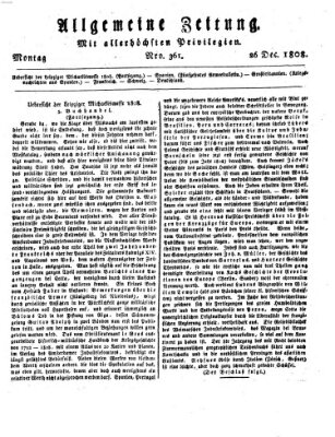 Allgemeine Zeitung Montag 26. Dezember 1808