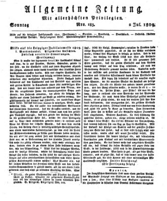 Allgemeine Zeitung Sonntag 2. Juli 1809