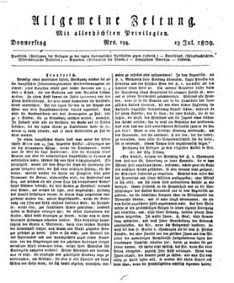 Allgemeine Zeitung Donnerstag 13. Juli 1809