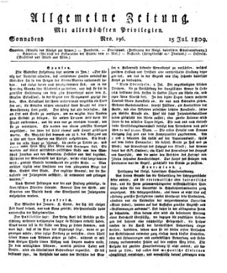 Allgemeine Zeitung Samstag 15. Juli 1809