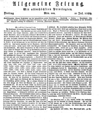 Allgemeine Zeitung Freitag 21. Juli 1809