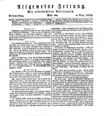 Allgemeine Zeitung Donnerstag 10. August 1809