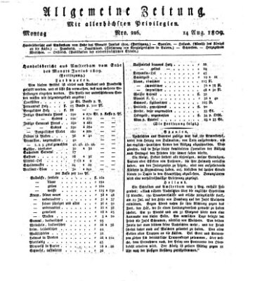 Allgemeine Zeitung Montag 14. August 1809