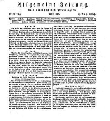 Allgemeine Zeitung Dienstag 15. August 1809