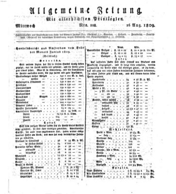 Allgemeine Zeitung Mittwoch 16. August 1809