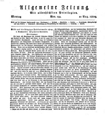 Allgemeine Zeitung Montag 21. August 1809