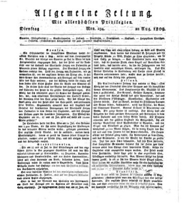 Allgemeine Zeitung Dienstag 22. August 1809