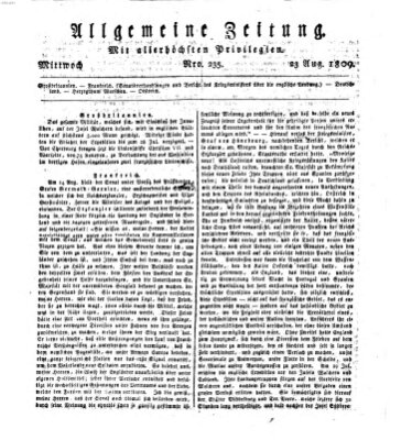 Allgemeine Zeitung Mittwoch 23. August 1809