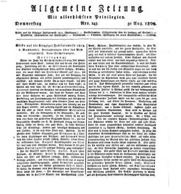 Allgemeine Zeitung Donnerstag 31. August 1809