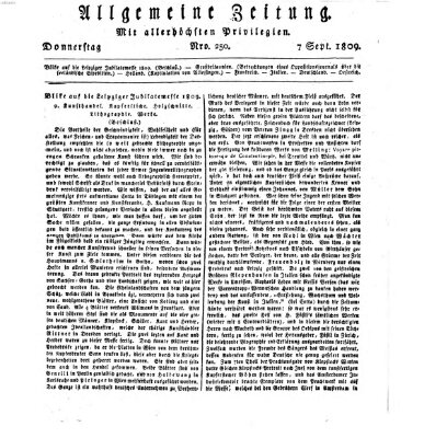 Allgemeine Zeitung Donnerstag 7. September 1809