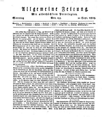 Allgemeine Zeitung Sonntag 10. September 1809