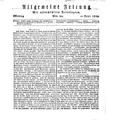 Allgemeine Zeitung Montag 11. September 1809