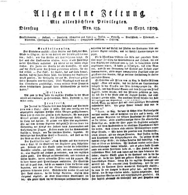Allgemeine Zeitung Dienstag 12. September 1809